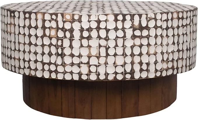East at Main Round Coffee Table – White Boho Cocktail Table - Image 3