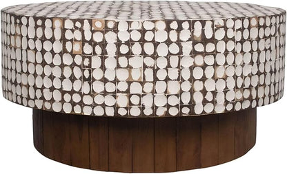 East at Main Round Coffee Table – White Boho Cocktail Table - Image 3