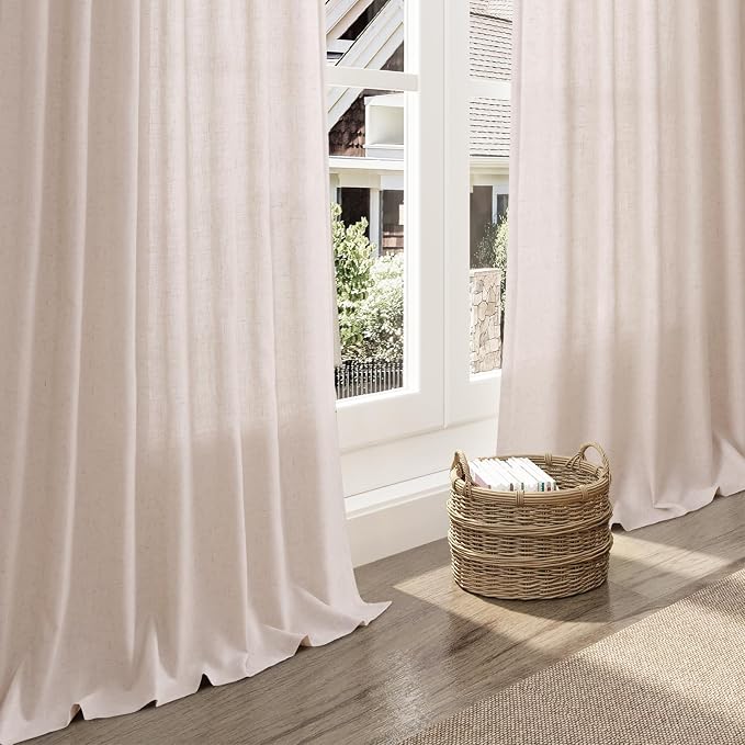 Natural White Linen Curtains 102 Inches Long - Image 5