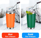 VEGOND 20oz Tumbler with Lid and Straw Stainless Steel Tumbler Cup Bulk Vacuum Insulated Double Wall Travel Coffee Mug Powder Coated Coffee Cup(Orange 12 Pack)