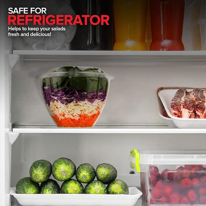 Stock Your Home Plastic Bowls with Lids (50 Count) 48 Oz. Disposable To-Go Containers – Large Airtight Bowls for Dinner or On-the-Go Meals