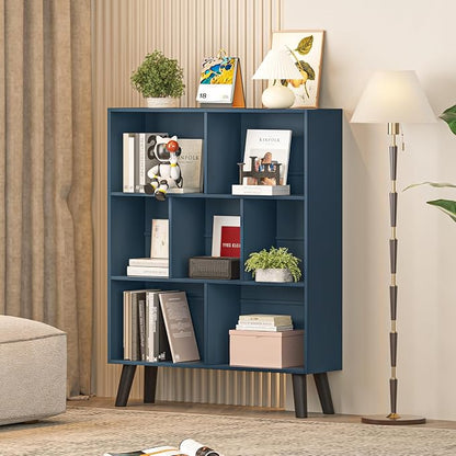 YAHARBO Blue Bookshelf, 3 Tier Book Shelf - Image 5
