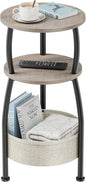 Round Side Table with Storage Basket –Small Space Saving End Table 3-Tier by designyourhome