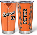 Hyturtle Personalized Baseball Tumbler Baseball Players Design Stainless Steel Double Walled Vacuum Insulated Tumblers 20oz30oz Coffee Travel Mug Cup Christmas Gift For Men Boys Friends Dad Sports Fan