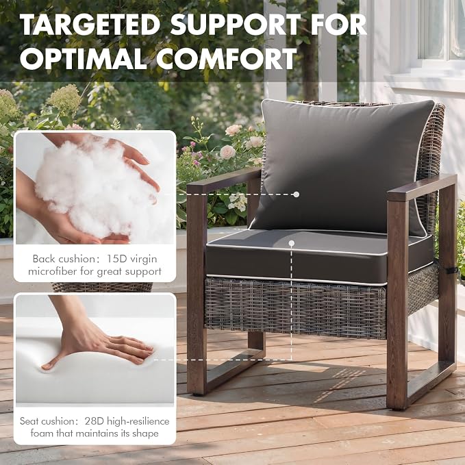 MIULEE Dark Grey Outdoor Seat Cushion 22x24 Inch Waterproof & 3 Year Fade - Image 6