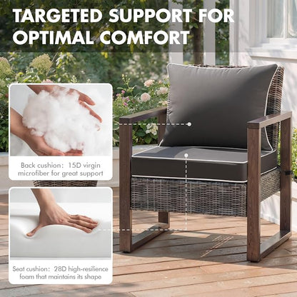 MIULEE Dark Grey Outdoor Seat Cushion 24x24 Inch Waterproof & 3 Year Fade - Image 6