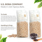 US Boba Co Unsweetened Tapioca Pearl, Easy to Cook, Tapioca Boba Balls for Tea Milk, Coffee & Dessert Topping, Fresh Made in USA, Brown Sugar Flavor, 1 Pound (Pack of 3)
