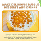 Fanale Peach Popping Boba Pearls, Vegan, Non GMO, Gluten Free, Fat Free, Perfect for Bubble Tea, Smoothies, Ice Cream, Desserts, and Beverages | FPB010