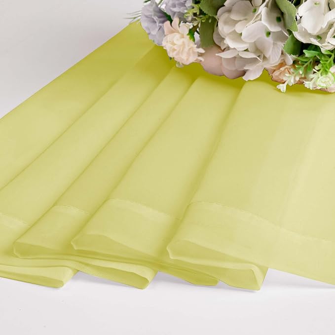 Short Lemon Sheer Curtains 30 Inch Length 2 Panels Set, Kitchen Curtains Tiers - Image 7