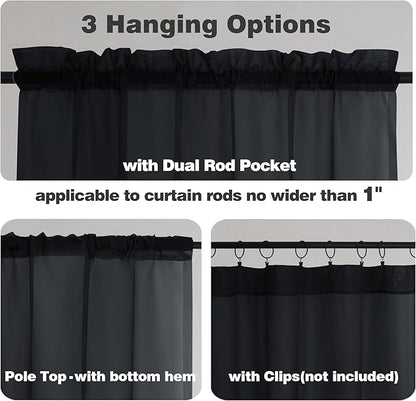 Chyhomenyc Black Sheer Curtains 78 Inches Long 2 Panels Set - Image 7