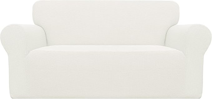 Easy-Going Stretch Oversized Loveseat Couch Covers Washable Cream | 1-Piece by Easy-Going