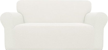 Easy-Going Stretch Oversized Loveseat Couch Covers Washable Cream | 1-Piece by Easy-Going