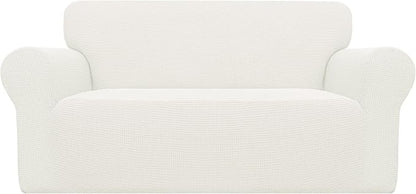 Easy-Going Stretch Loveseat Couch Covers Washable Cream | 1-Piece Loveseat by Easy-Going