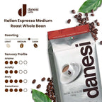 Danesi Caffe Italian Whole Coffee Beans - Espresso Coffee Beans and Medium Roast Whole Bean - Classic (4.4 lb)