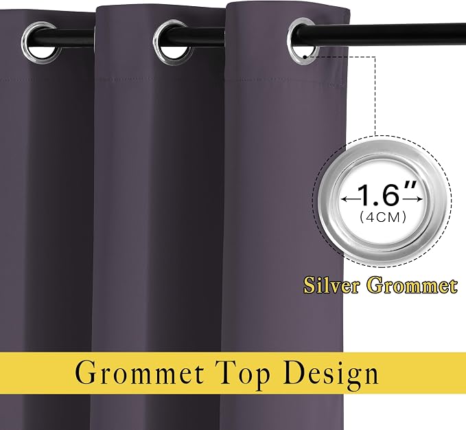 NICETOWN Greyish Purple Blackout Draperies Curtains - Image 2
