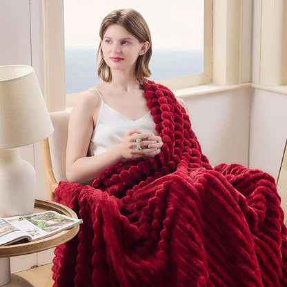 NEWCOSPLAY Fleece Ribbed Cozy Queen Blanket - Image 8
