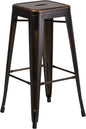 Flash Furniture Kai Commercial Grade 30" High Backless Distressed Copper Metal by FlashFurniture