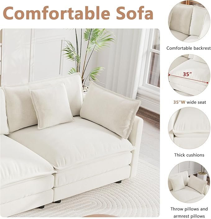 mikibama Modular Sectional Sofa, 111.5 Inch L Shaped Couch Set - Image 5