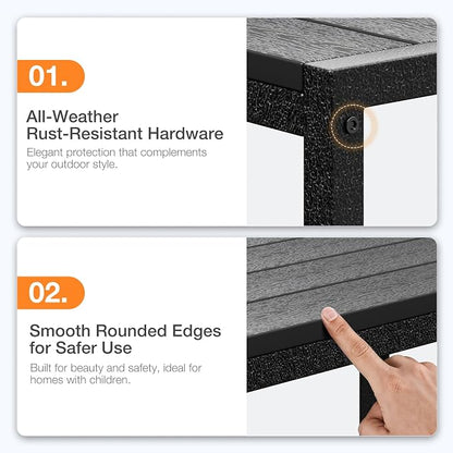 ODK Outdoor Coffee Table with Double-Layer Storage, Rectangle Weather-Resistant - Image 8