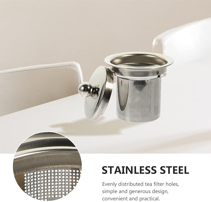 Hemoton Tea Strainer Insert with Lids Stainless Steel Tea Infuser Tea Filters Metal Teapot Replacement Mesh Strainer Tea Pot Accessories (Silver )