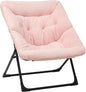 Comfy Saucer Chair for Adults, Soft Faux Fur Bedroom Chair, Accent Dorm Chairs by MordchilHF