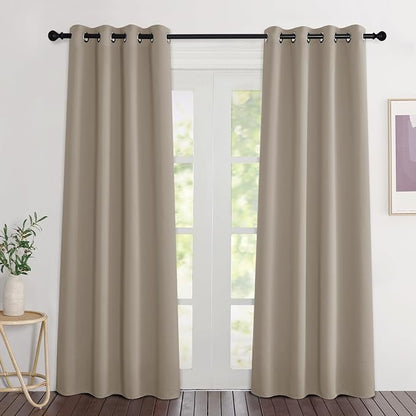 NICETOWN Blackout Taupe Curtains 84 inches Long, Grommet Room Darkening Thermal by NICETOWN