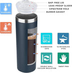HASLE OUTFITTERS 20 oz Skinny Tumbler, Stainless Steel Insulated Slim Tumbler with Lid, Reusable Double Wall Travel Coffee Mug, Durable Powder Coated Travel Water Cup(Navy, 1)