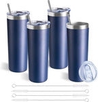 20 oz Skinny Tumbler with Lid and Straw,Stainless Steel Vacuum Insulated Tumbler Cup Double Wall Leak-proof Coffee Mug,Travel Thermal Water Tumbler for Home,Office,Outdoor(Navy Blue,4)