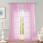 Extra Long Pink Sheer Curtains 96 Inches Long 2 Panels Set, Soft Lightweight by OWENIE