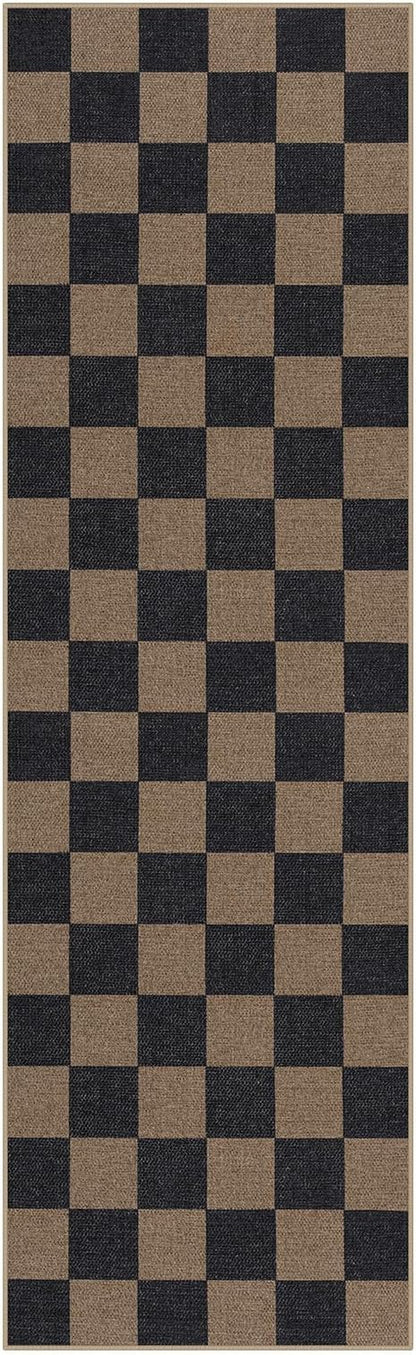 Lahome Checkered Easy Jute Kitchen Runner Rug, 2x8 Outdoor Rugs Washable | - Image 9