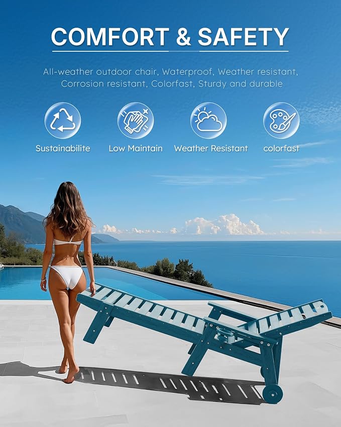 Patio Chaise Lounge Chair Set of 2, Oversize Lounge Chairs - Image 7