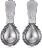 2 Pcs 2 Tbsp Scoop, Stainless Steel 2 Tablespoon Capacity, 30ml Short-Handled Coffee Scoop for Ground Coffees Fits Inside Canisters