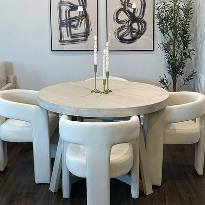 VESCASA Linen Barrel Dining Chair - Image 4