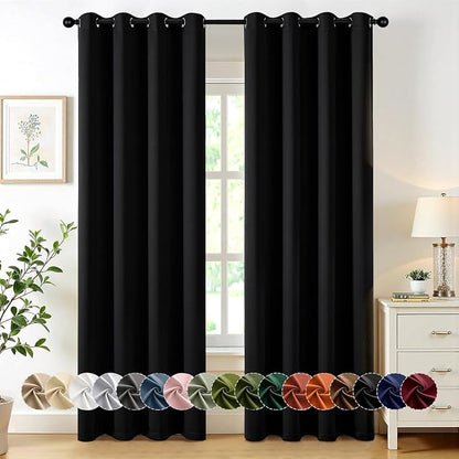 MIULEE Blackout Curtains for Bedroom 2 Panels 50 x 84 Inch Long Black | Thermal by MIULEE