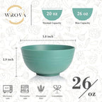 6-piece Wheat Straw Bowls sets 26oz,Alternative Plastic Bowls Reusable for indoors and outdoors,Microwave-able and Dishwasher Safe Bowls Sets Easy to Clean.Green Series
