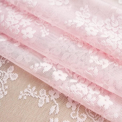 YJ YANJUN Vintage Lace Curtains 63 Inches Length- Cute Sheer Pink Curtains - Image 6