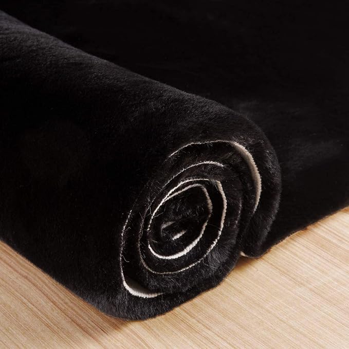 ORINOVA Black Fluffy Rug 5x8 Area Rugs - Image 8