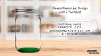 DISCOUNT PROMOS 10 Decorating Mason Jars Set, 12 oz. - Canning, Aluminum Lid - Green