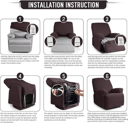 TAOCOCO Recliner Cover 4-Pieces, Recliner Stretch Sofa Slipcover, Recliner - Image 6