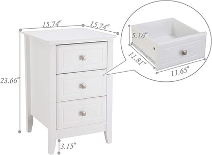 Bonnlo White Nightstand with 3 Drawers, Modern Night Stand - Image 3