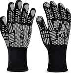 BBQ Gloves, Oven Gloves, Extreme Heat Resistant Barbecue Gloves, Silicone Non-Slip Oven Mitts, Kitchen Gloves for Cooking, Grilling, and Baking (Gray)