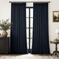 MIULEE Navy Blue Pinch Pleated 100% Blackout Linen Curtains 40x108 Inches | by MIULEE