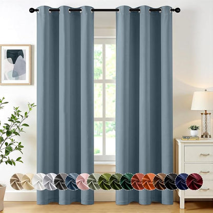 MIULEE Blackout Curtains for Bedroom 2 Panel 40 x 72 Inch Long Greyish Blue | by MIULEE