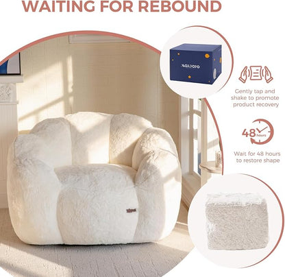 MAXYOYO Bean Bag Chair for Adults, Floral Shaped Bean Bag Sofa, Ultra Soft Faux - Image 8