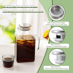 Glass Pitcher, 3.6L/122 oz Glass Water Pitcher with Lid and Spout, Heat/Cold Resistant Borosilicate Glass Water Carafe for Coffee, Juice and Homemade Beverage (TG06)