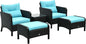 Outsunny 5 Pieces Rattan Wicker Lounge Chair Outdoor Patio Conversation Set by Outsunny