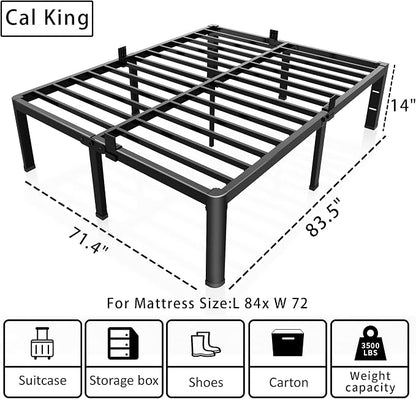ROIL 14 inch California King Size Bed Frame Metal Platform No Box Spring Needed - Image 3
