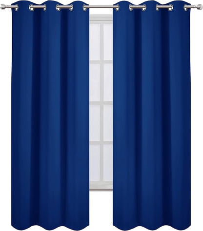 Blackout Curtains 38 x 84 inch/Royal Blue Curtains Set of 2 Panels/Thermal - Image 2