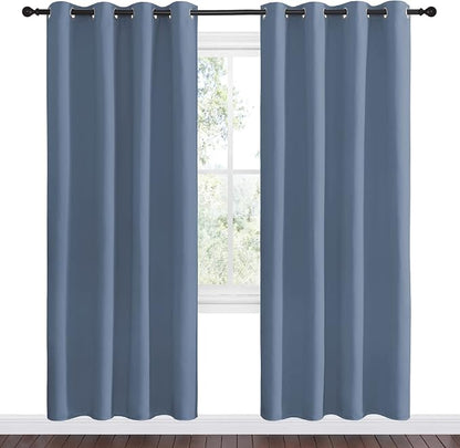 NICETOWN Stone Blue Room Darkening Curtain Panels 78" Length - Image 2