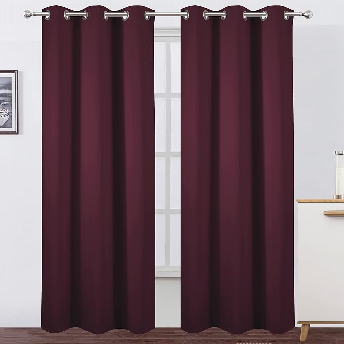Burgundy Red Thermal Blackout Curtains/42 x 84 Inch/Set of 2 Panels Room by Lemomo
